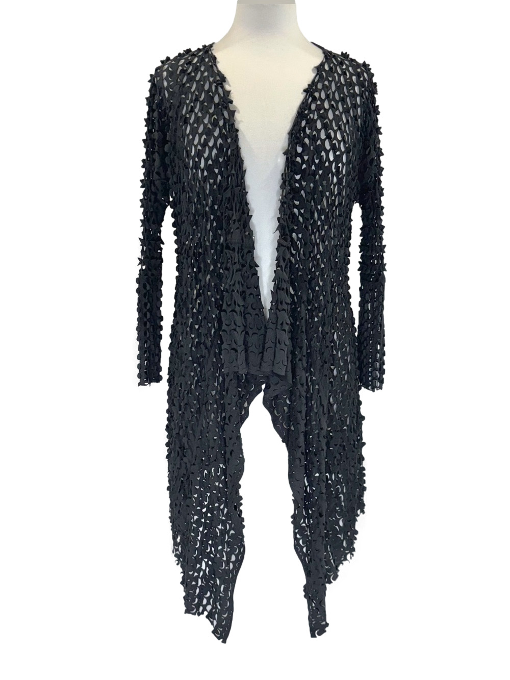Linea Domani black laser-cut cardigan